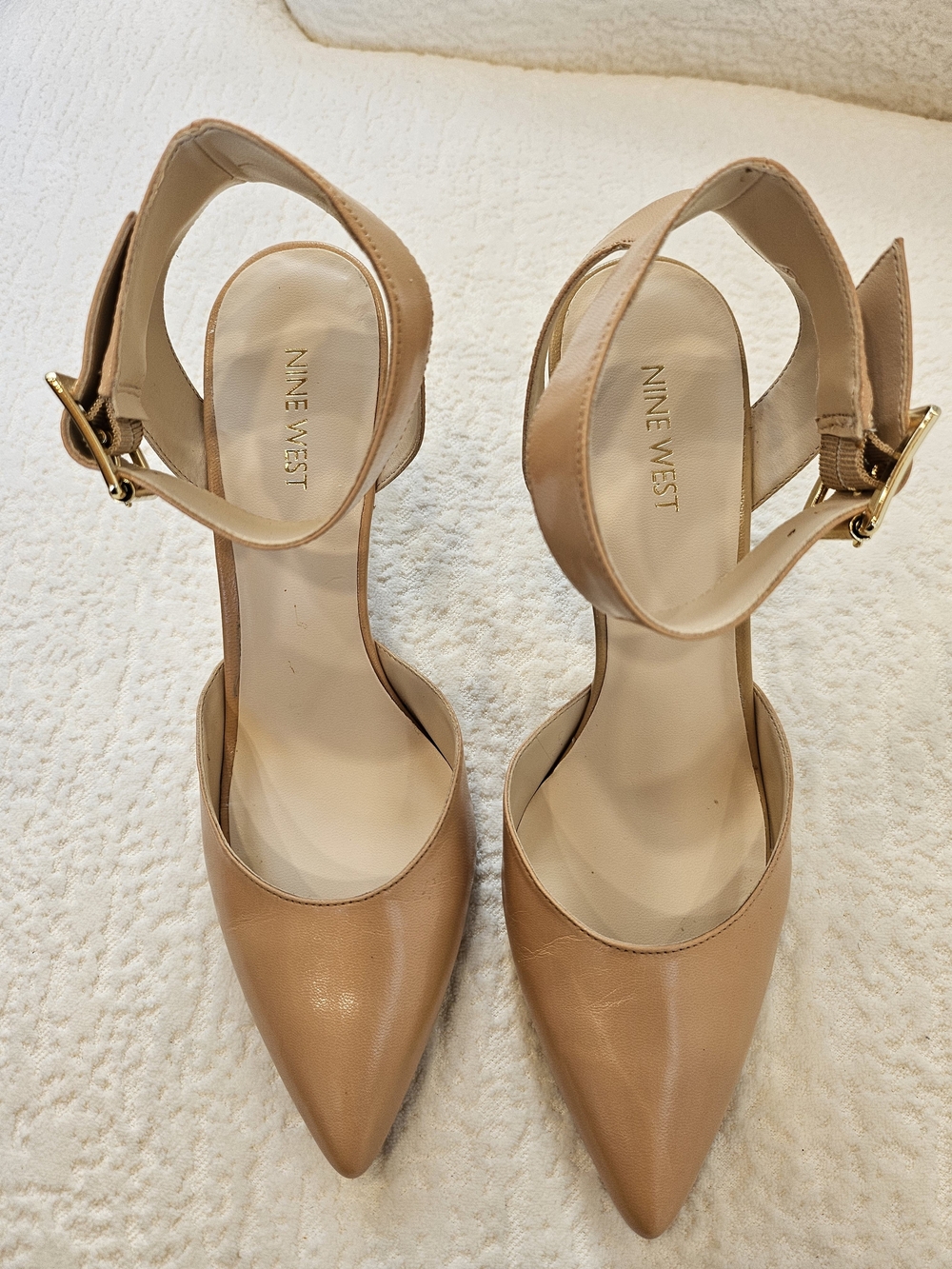 Nine West Women's Nude Pointed-Toe Ankle Strap Pumps